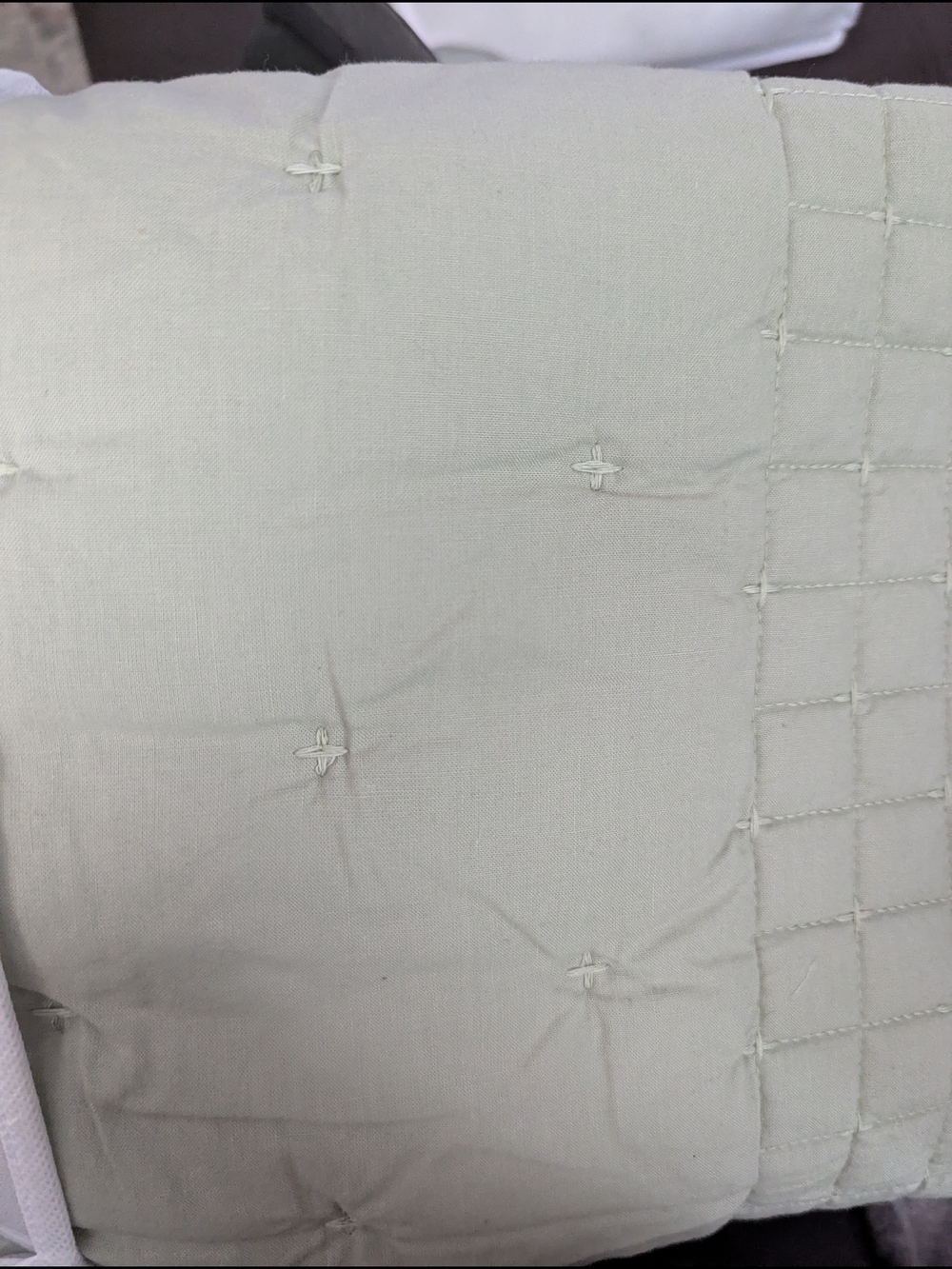 The Company Store Sage Green Quilted King Sized Pillow Shams.